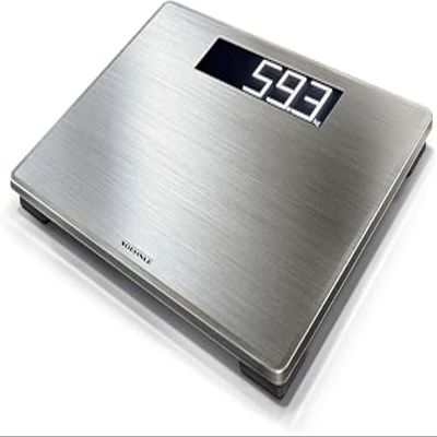Soehnle Digital Personal Scale Style Sense Safe 300 High Precision Bathroom Scale with XXL Stainless Steel Surface, Anti-Fingerprint, Auto On/Off, Large LCD Display, 180kg Capacity