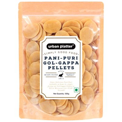 Urban Platter Pani Puri Golgappa Pellets | 17.64 Oz (500g) | Ready-to-Fry or Microwave | Crispy Indian Snack Base for Chaat, Street Food, Appetizers & Party Platters | Vegan & Easy to Prepare