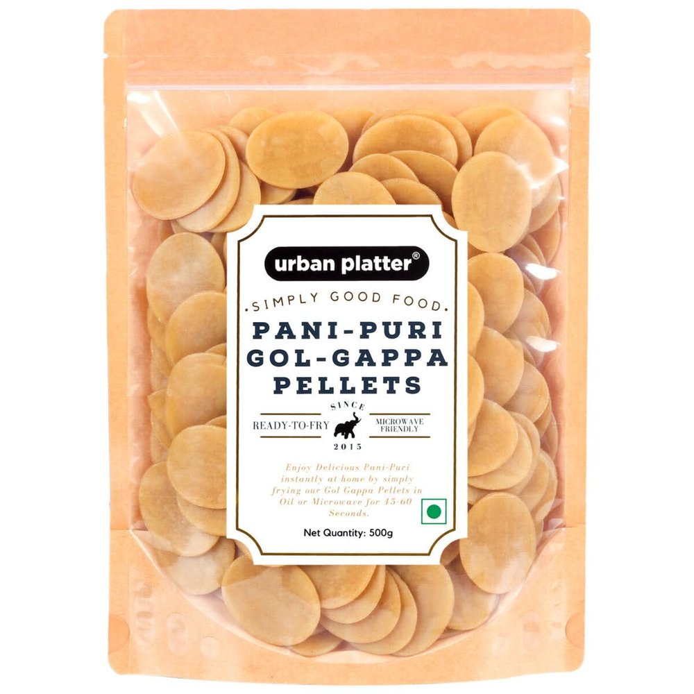 Urban Platter Pani Puri Golgappa Pellets | 17.64 Oz (500g) | Ready-to-Fry or Microwave | Crispy Indian Snack Base for Chaat, Street Food, Appetizers & Party Platters | Vegan & Easy to Prepare