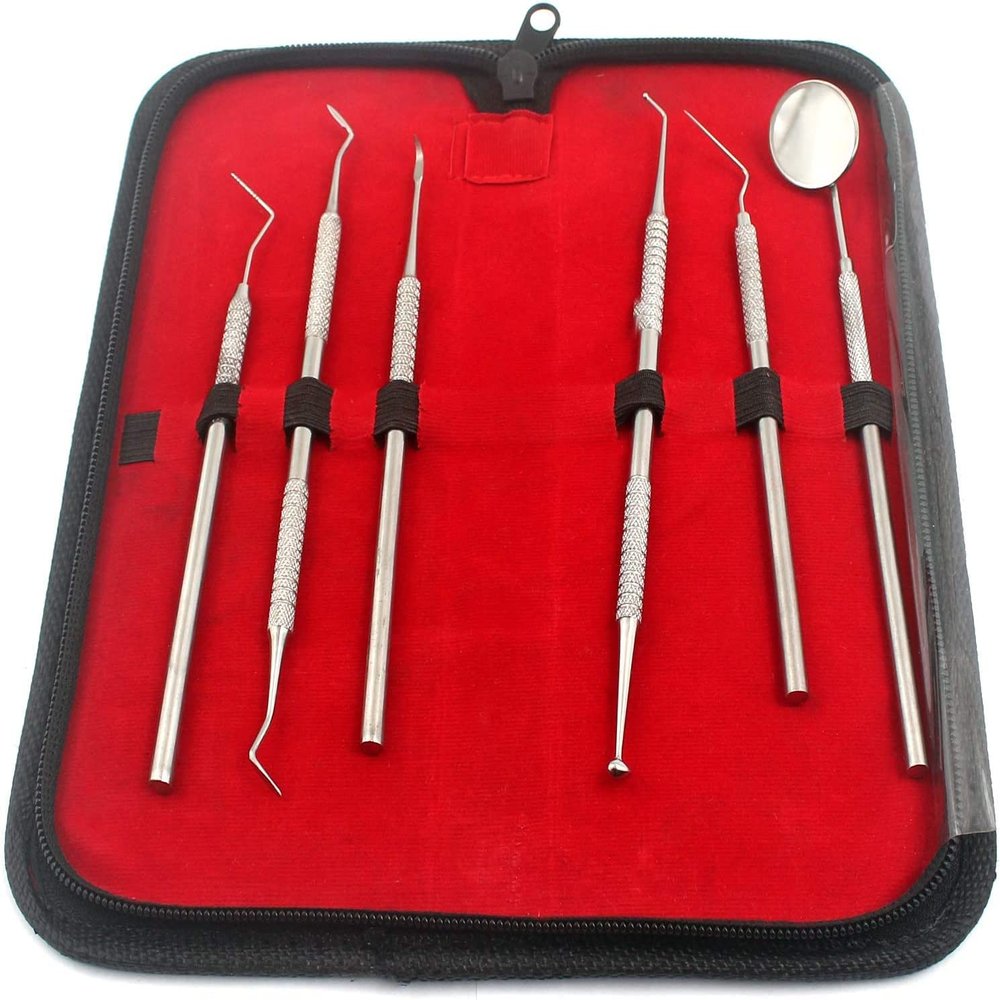 #1 Essential Dental Hygiene KIT 6 PCS BY AA PRO Personal TARTER Scraper - Scaling Instrument, Toothpick & Dental Mouth Mirror Effective Way to Maintain Your Dental Hygiene Between Dental Visits
