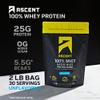 Ascent 100% Whey Protein Powder - Post Workout Whey Protein Isolate, Zero Artificial Flavors & Sweeteners, Gluten Free, 5.5g BCAA, 2.6g Leucine, Unflavored 2 lb view 2