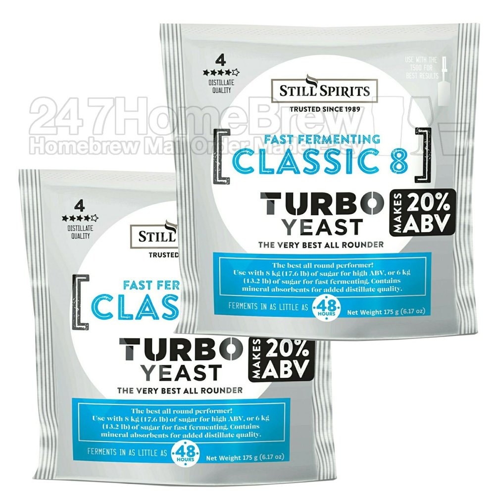 2x Still Spirits Classic 8 Urea Turbo Yeast (US/UK/CAN Only) 20% ABV