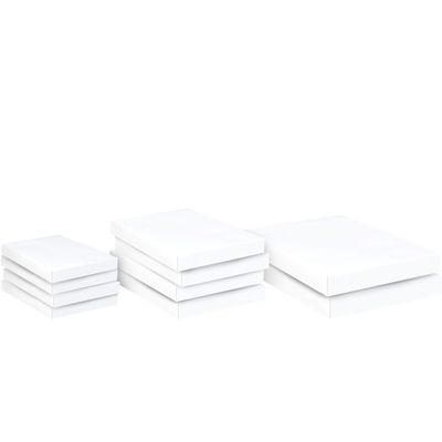Amscan Premium White Gift Box Assortment (Pack of 10) - Elegant Paper Boxes in 3 Versatile Sizes - Perfect for Gifting, Showers, & Special Occasions