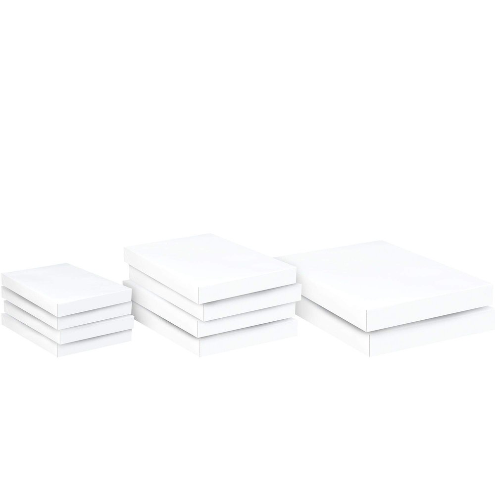 Amscan Premium White Gift Box Assortment (Pack of 10) - Elegant Paper Boxes in 3 Versatile Sizes - Perfect for Gifting, Showers, & Special Occasions