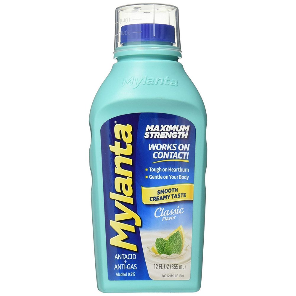 Mylanta Heartburn and Gas Relief, Liquid Antacid, Great New Formula, Now Tastes Better, Classic Flavor, 12 Fluid Ounce - 6 Pack