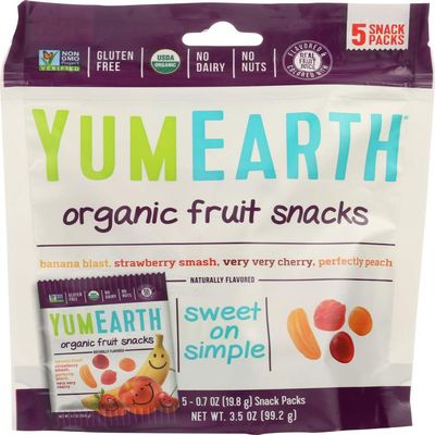 Yummy Earth Organic Fruit Snacks Banana Cherry Peach & Strawberry - 5 Packs - 2 pc