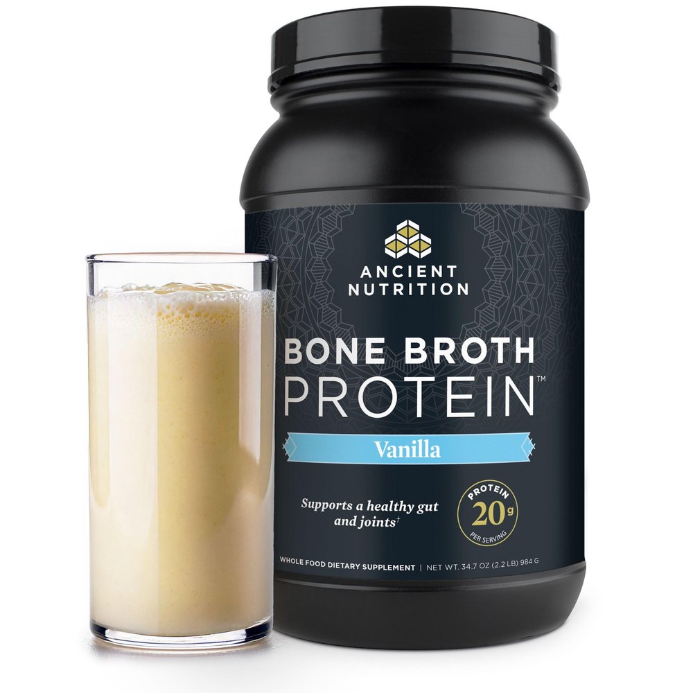Ancient Nutrition Grass Fed, Bone Broth Protein Powder, 20g Protein, Hydrolyzed Collagen Peptides, Keto & Paleo Friendly, Supports Joint, Gut Health, Vanilla, 40 Servings