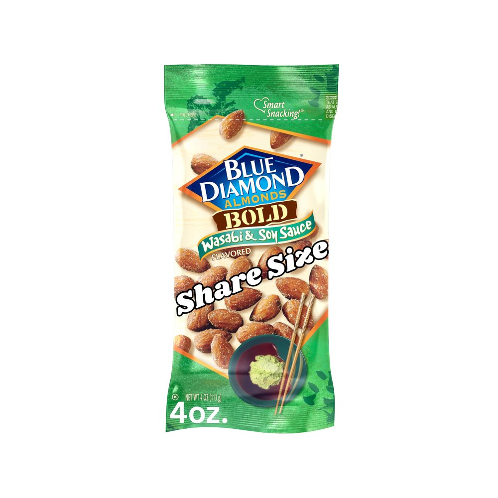Blue Diamond Almonds, Wasabi/Soy Sauce 12-4 oz bags