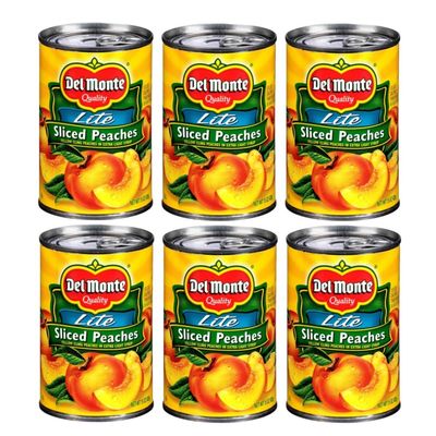 Del Monte, Sliced Peaches Lite, 15 oz, Pack of 6