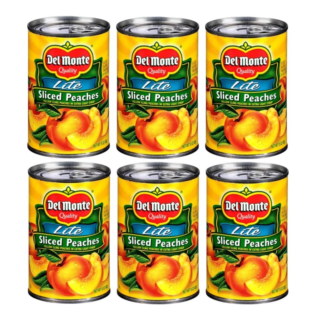 Del Monte, Sliced Peaches Lite, 15 oz, Pack of 6