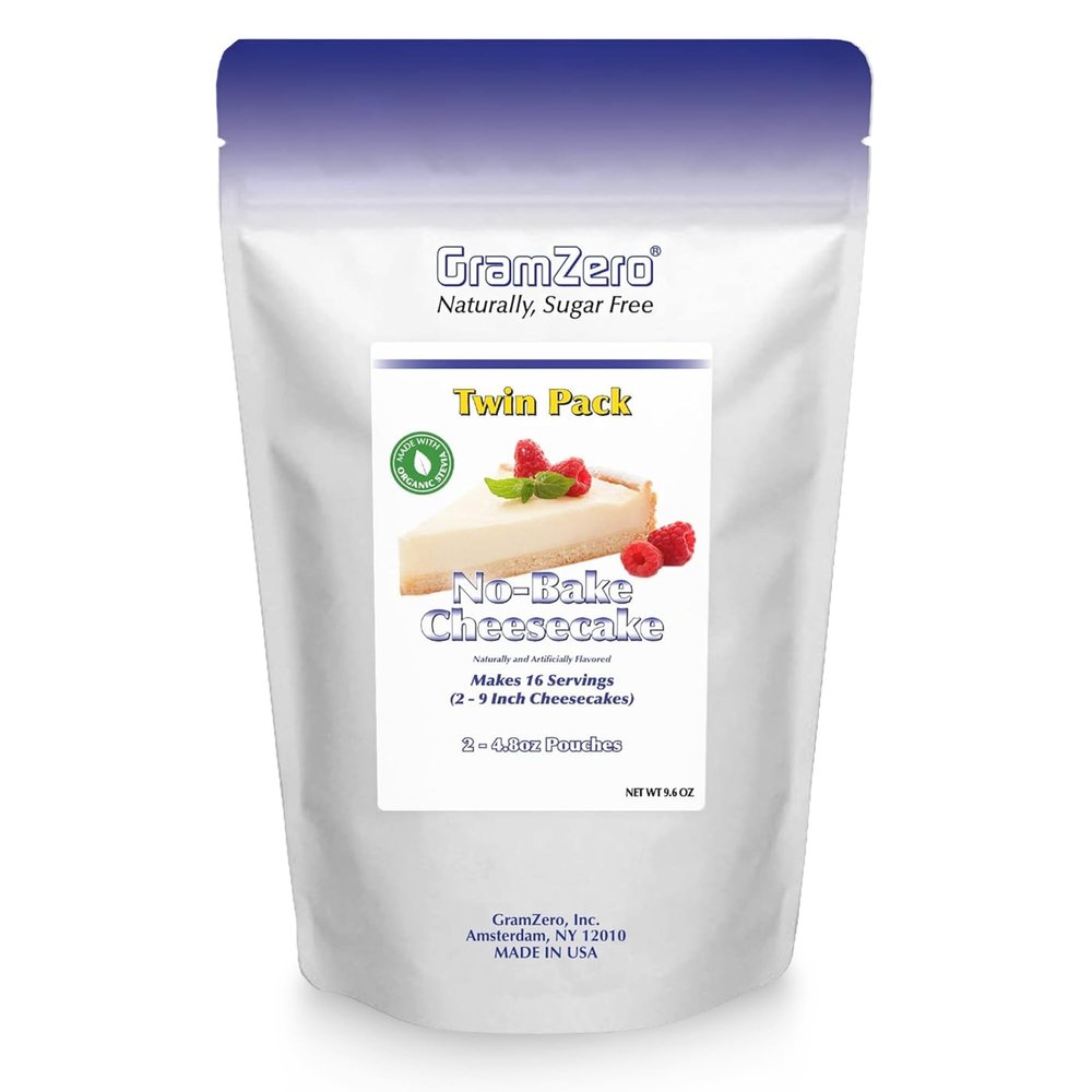 GramZero No-Bake Cheesecake Mix, Makes 2 Cheesecakes, Low Calorie, Stevia Sweetened