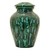 Green with White CrystalsUrn- Cremation Urn or Keepsake for Ashes - Hand Made Pottery (29 Cubic Inches)