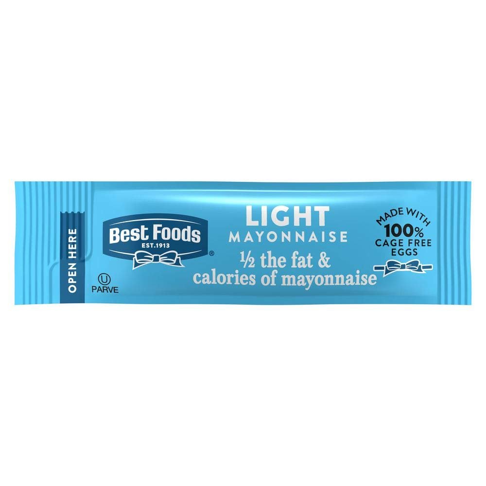 Best Foods Light Mayonnaise Stick Packets Easy Open, Condiment for Sandwiches, Salads, Mayo Made with 100% Cage Free Eggs, Gluten Free, 0.38 oz, Pack of 210