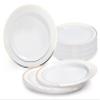 " OCCASIONS " 60 Plates Pack, Heavyweight Disposable Wedding Party Plastic Plates (9'' Luncheon Plate, White & Gold Rim) view 1