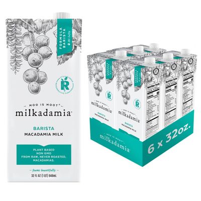 Milkadamia Barista Macadamia Milk, Excellent Source of Calcium, Plant Based, Kosher, Gluten Free & Non-GMO, 32 Fluid Ounce (Pack of 6)
