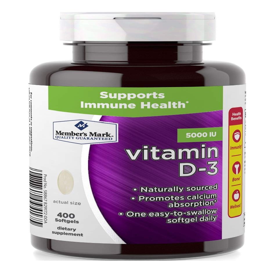 Birsppy Member's Mark Vitamin D-3 5000 IU Dietary Supplement (400 Count)