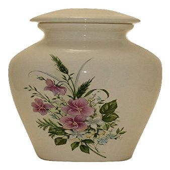 Violets Urn- Cremation Urn or Keepsake for Ashes - Hand Made Pottery (Medium 90 Cubic Inches)