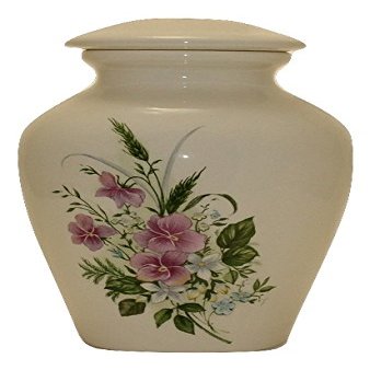 Violets Urn- Cremation Urn or Keepsake for Ashes - Hand Made Pottery (Medium 90 Cubic Inches)
