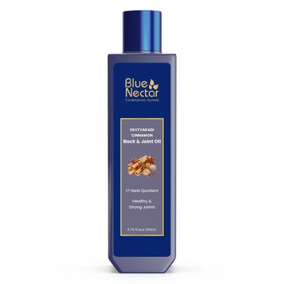 Blue Nectar Ayurvedic Back, Joint and Shoulder Pain Oil with Cinnamon, Clove Essential Oils (17 Herbs, 6.76 Fl oz)