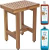 AquaTeak Patented 18" Grate Lotus Teak Shower Bench & AquaTeak Two-Step Care Kit view 1