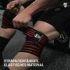 Gymreapers Knee Wraps (Pair) with Straps for Squats, Weightlifting, Powerlifting, Leg Press, and Cross Training - Flexible 72" Knee Wraps for Squatting - for Men & Women - 1 Year Warranty(Red) view 3