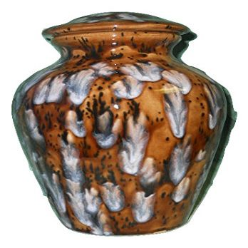 Brown Crystal Urn- Cremation Urn or Keepsake for Ashes - Hand Made Pottery (136 Cubic inches)