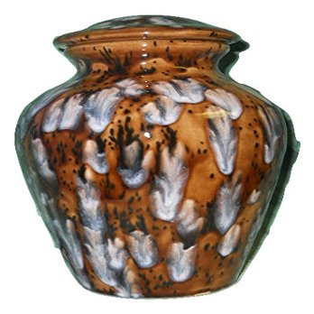 Brown Crystal Urn- Cremation Urn or Keepsake for Ashes - Hand Made Pottery (136 Cubic inches)
