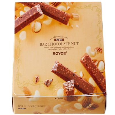 ROYCE' Nut Bar Chocolate - Chocolate Bar with Nuts| Gourmet Snack for Gifting & Indulging | Japanese Chocolate Bar from Hokkaido (12 Pieces of Chocolate)