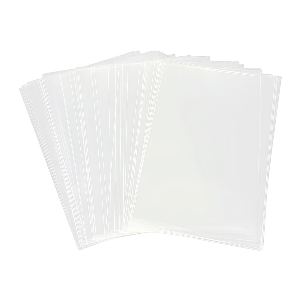 100pcs Clear Flat Cello/Cellophane Treat Bag Gusset Style Acrylic Coated Crisp Crystal 1.2 Mil Bag Good for Snacks Bakery Cookies Candies (11" X 14")