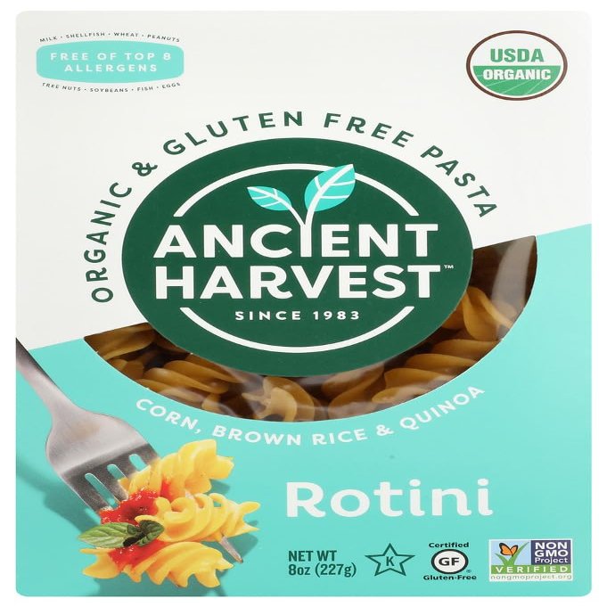Ancient Harvest Organic Quinoa Rotini Pasta Gluten Free -- 8 oz - 2 pc