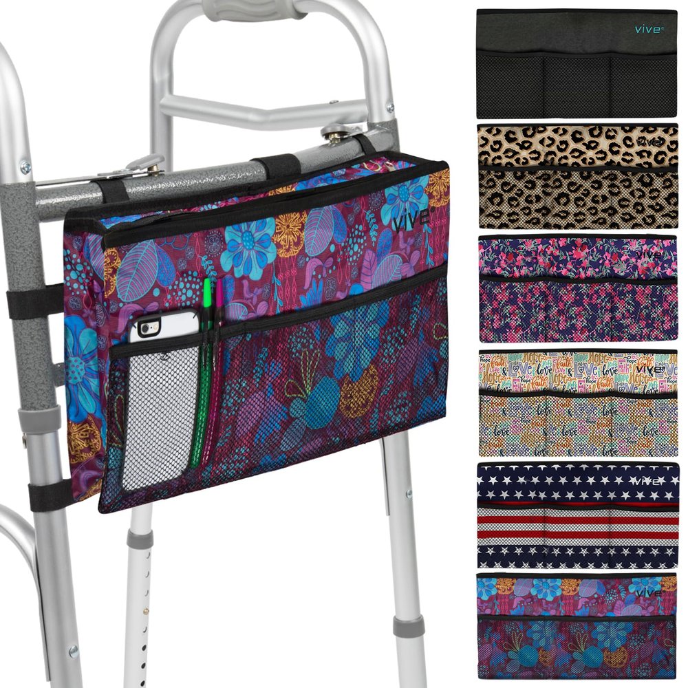 Vive Walker Bag - Accessories Wheelchair Basket Pouch (Water Resistant) - Seniors Caddy Accessory Attachment for Folding, Rolling Walkers - Carry Storage Carrier Tote - Lightweight, Universal Size