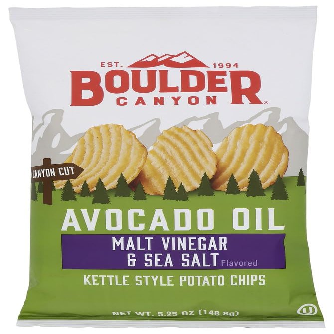 Boulder Canyon Authentic Foods Avocado Oil Canyon Cut? Kettle Cooked Potato Chips Malt Vinegar & Sea Salt - 5.25 oz - 2 pc