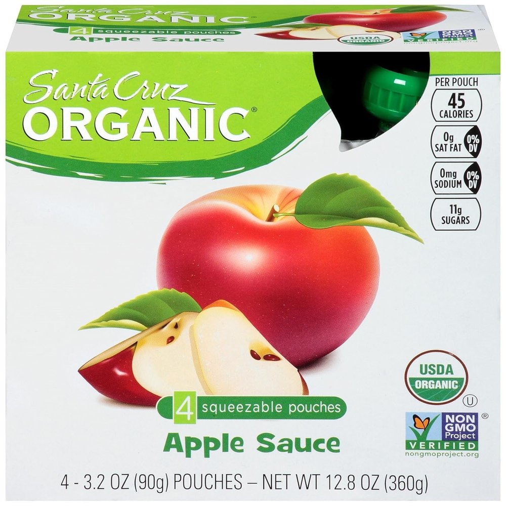 Santa Cruz Organic Apple Sauce Original -- 4 Pouches - 2 pc