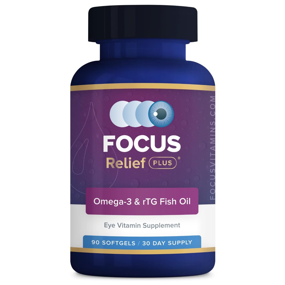 Focus Relief Plus Formula for Dry Eyes (90 ct. 30 Day Supply) Omega 3 Supplemen for Dry Eyes - Dry Eye Relief Supplement -Omega 3 Fish Oil for Dry Eyes