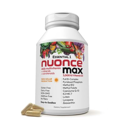 ANDREW LESSMAN Essential-1 nuonce max Multivitamin 3000 IU Vitamin D3 360 Small Capsules. 100 mcg Methyl B12. CoQ10 Lutein Lycopene Zeaxanthin. High Potency. No Additives. Ultra-Mild One Daily Capsule