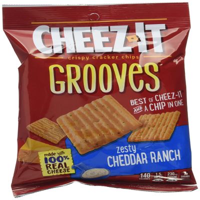 Cheez It Grooves Zesty Cheddar Ranch Crispy Cracker, 3.25 Ounce -- 6 per case.