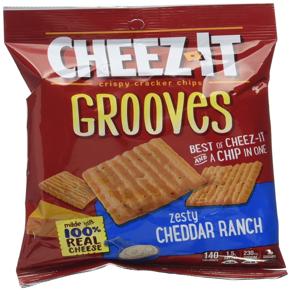 Cheez It Grooves Zesty Cheddar Ranch Crispy Cracker, 3.25 Ounce -- 6 per case.