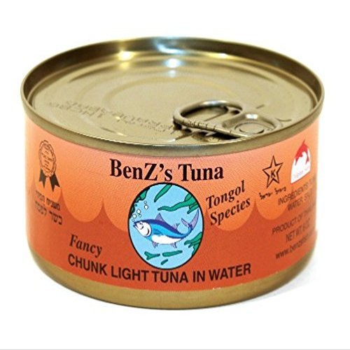 Benz's Tongol Tuna in Water, 6 Ounce Easy Open Pull-Top Lids, Kosher and Kosher for Passover (3 Pack)