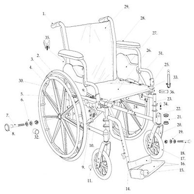 Drive Replacement Parts for Cruiser III Wheelchair (5D, Handgrip)