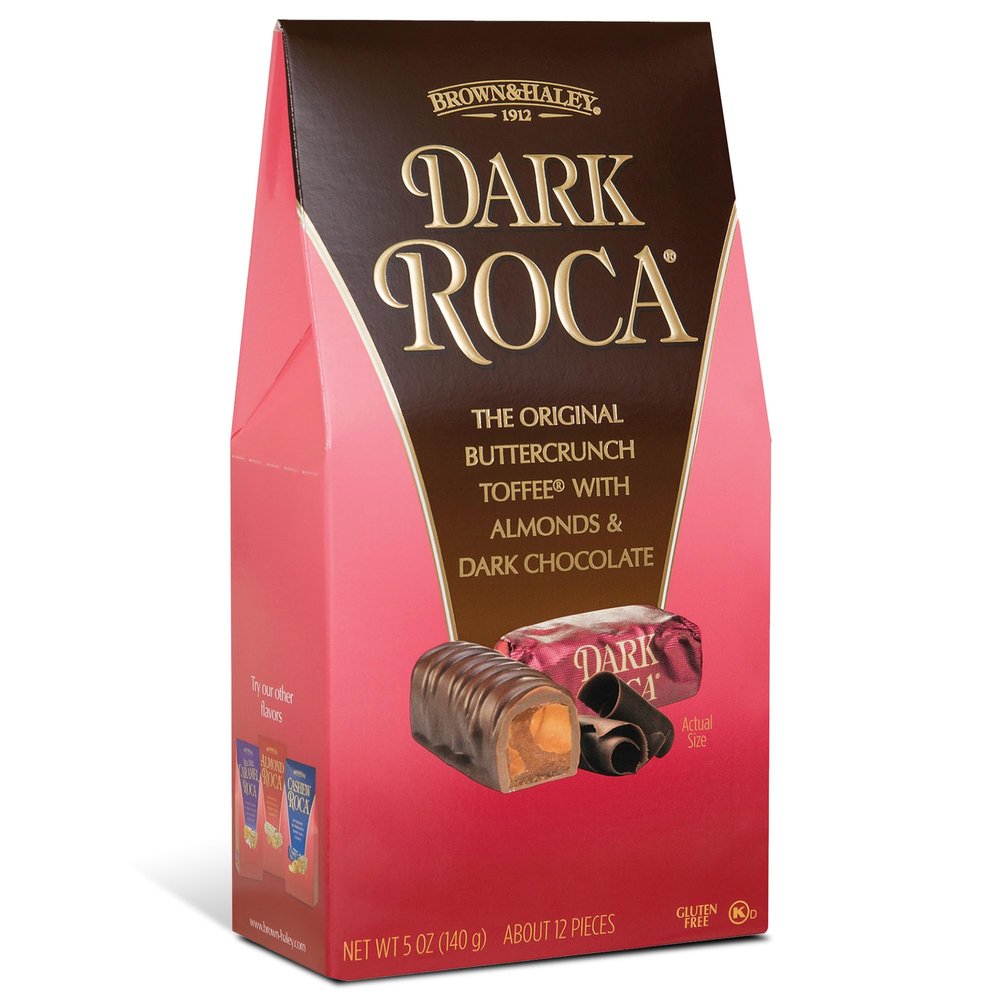 Almond Roca Pack of 1-5oz Individually Wrapped Dark Chocolate Candy - Dark Chocolate Caramel Buttercrunch Toffee - Gluten Free, Kosher, Chocolate