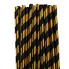 100 pcs Black Gold Foil Striped Paper Straws, Shiny Metallic Foil Stripe Party Vintage Paper Drinking Straws Bulk, Graduation Wedding Holiday New Years Eve Cake Pop Sticks view 1