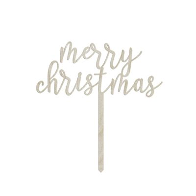 Andaz Press Holiday Wood Cake Toppers, Merry Christmas, 1-Pack, Decor Decorations