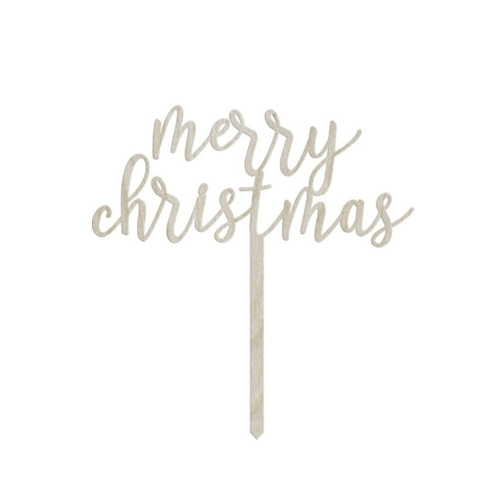 Andaz Press Holiday Wood Cake Toppers, Merry Christmas, 1-Pack, Decor Decorations