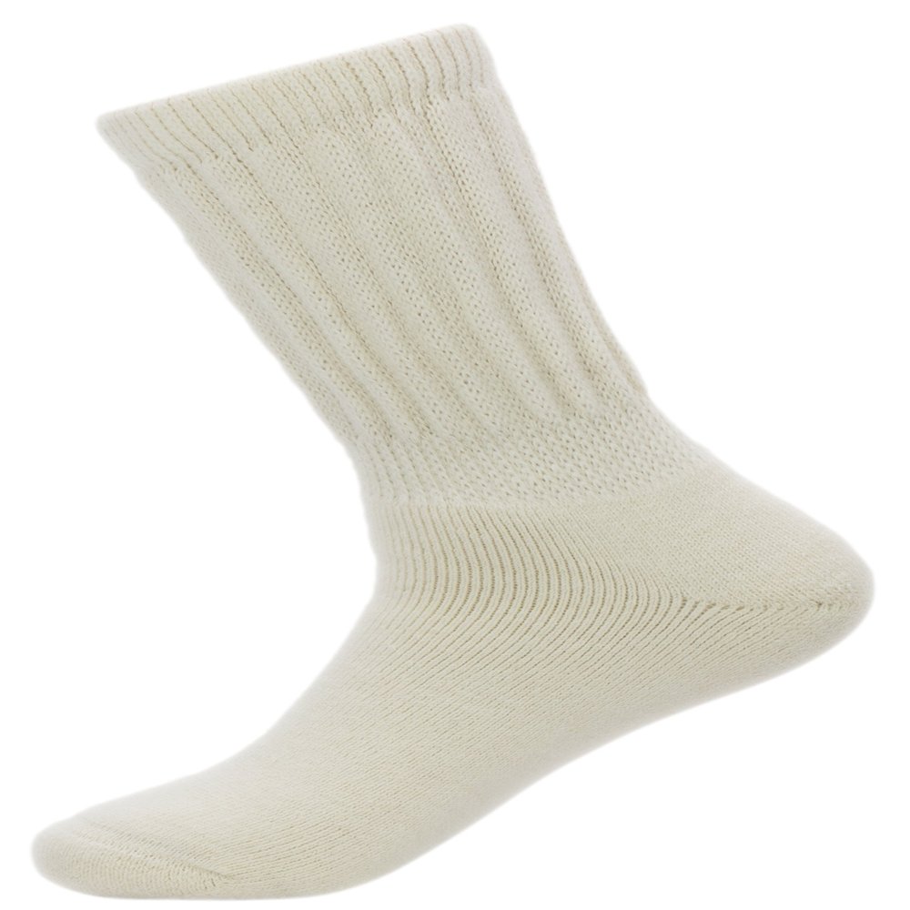 AndeanSun Warm Therapeutic Crew Alpaca Socks Unisex, Ivory - Medium