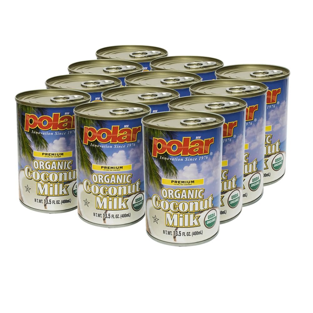 MW POLAR Premium Organic Coconut Milk,17-19% Fat Content, Rich & Smooth Coconut Milk, No added colorants 13.5 oz Pack of 12)