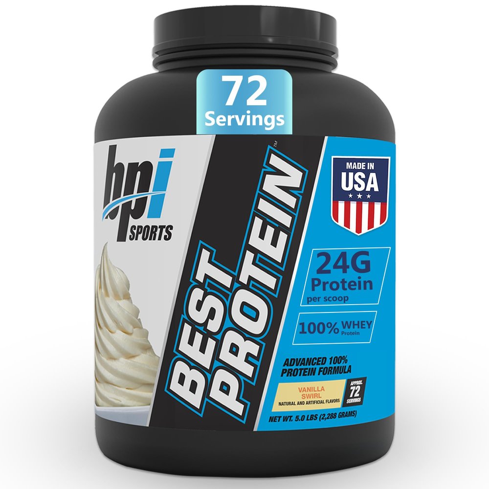 BPI Sports Best Protein  100% Whey Protein Powder  Muscle Growth, Recovery, Meal Replacement  No Fillers, Gluten-Free  Best Protein Powder for Men & Women | Vanilla Swirl  5 Pounds