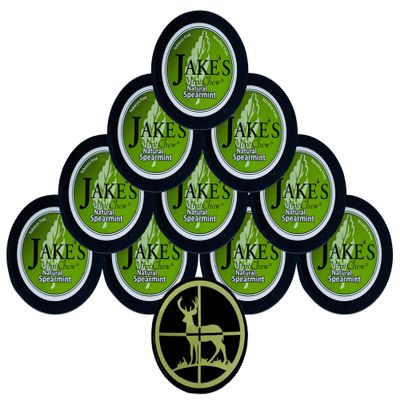 Jake's Mint Chew Spearmint 10 Cans with DC Crafts Nation Skin Can Cover - Deer