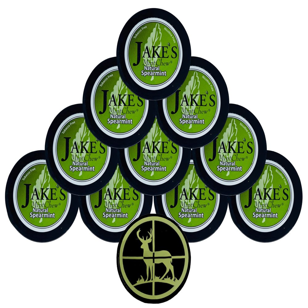 Jake's Mint Chew Spearmint 10 Cans with DC Crafts Nation Skin Can Cover - Deer