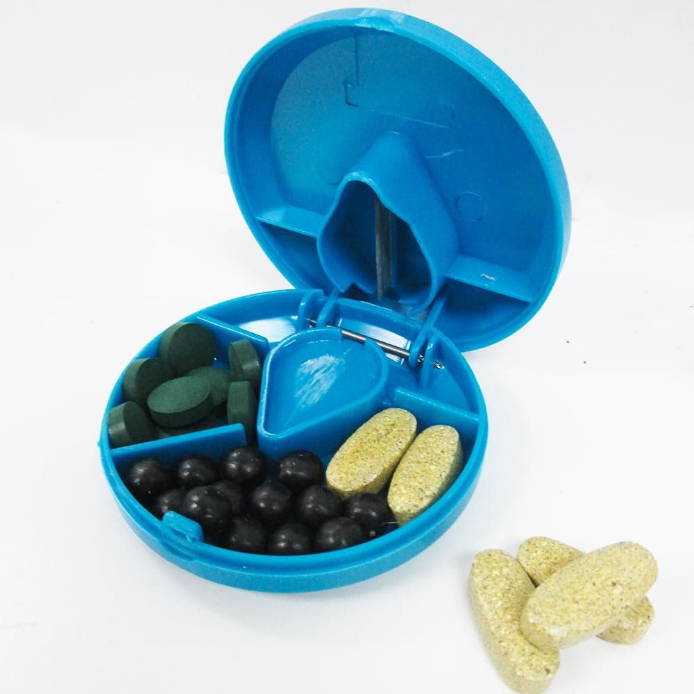 1 Pill Splitter Cutter Medicine Medication Storage Compartment Box Cut Dose New