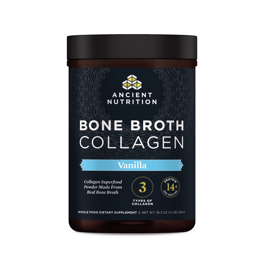 Ancient Nutrition Collagen Powder, Bone Broth Collagen, Vanilla, Hydrolyzed Multi Collagen Peptides, Supports Skin and Nails, Joint Supplement, 30 Servings, 18.3oz